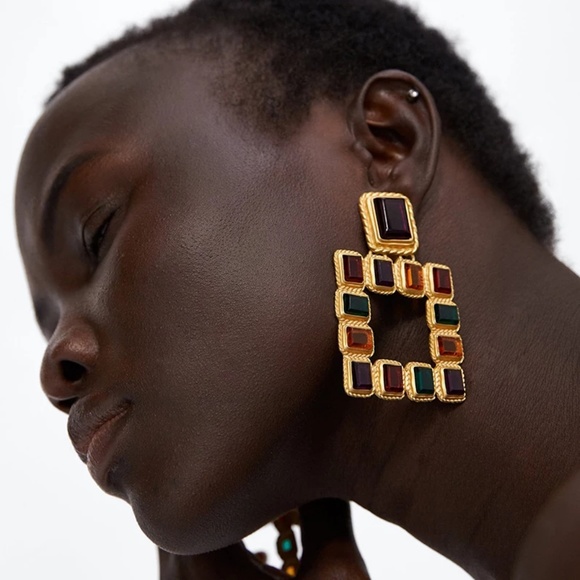 Jewelry - Colorful Square Crystal Earrings